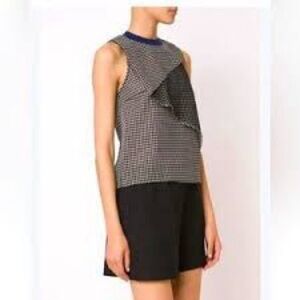 Carven Plaid Print Sleeveless Midi Dress